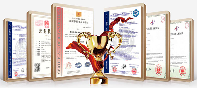 輕質(zhì)抹灰石膏砂漿生產(chǎn)設備公司榮譽(yù)